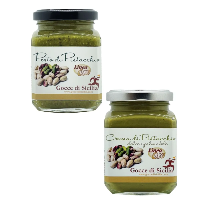 Pistachio flavor gift box. Pesto and Pistachio cream tasting box