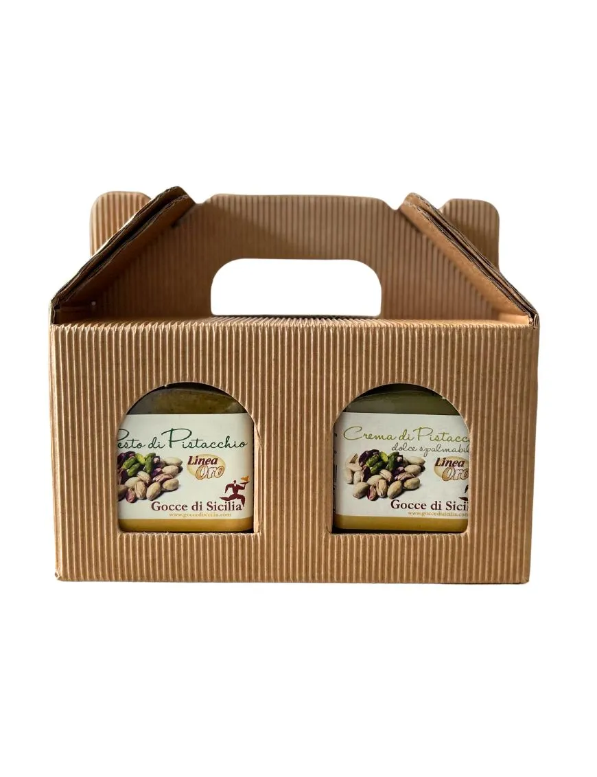 Pistachio flavor gift box. Pesto and Pistachio cream tasting box