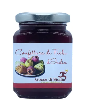 Sicilian Prickly Pear Jam in an elegant jar - Gocce di Sicilia