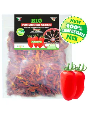 Organic Sicilian Tomato Ciappa cut into julienne strips in a convenient resealable sachet