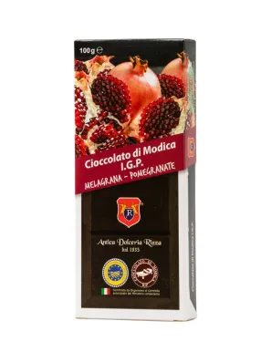 Modica Chocolate I.G.P. with Pomegranate - 100 gram bar.