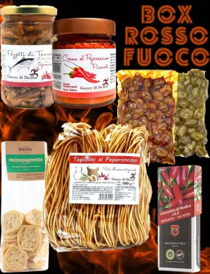 Fire Red Gift Box with typical spicy Sicilian products