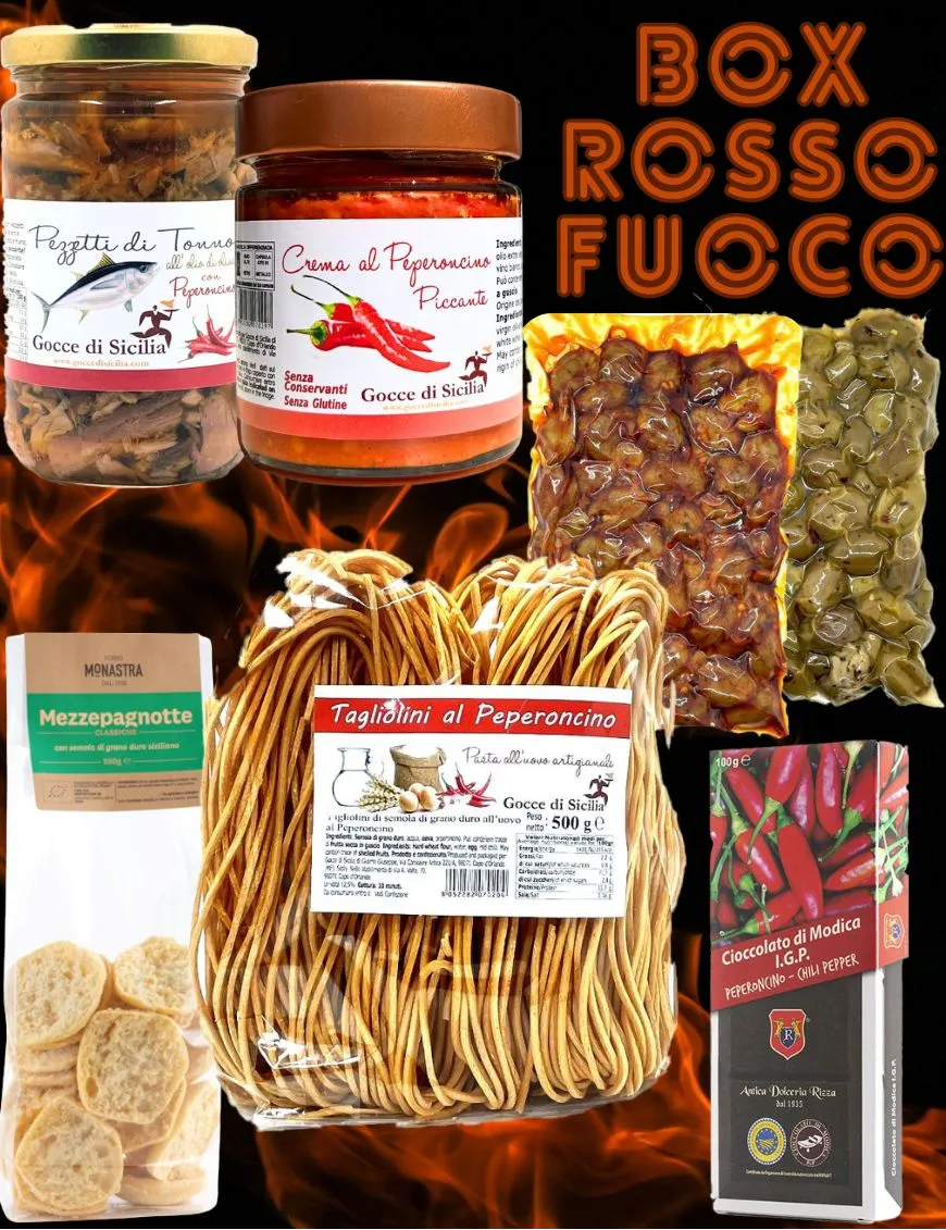 Fire Red Gift Box with typical spicy Sicilian products