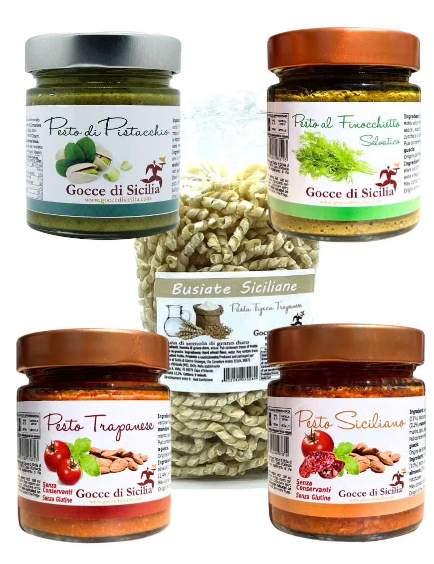 Gift box with tasting of Sicilian first courses by Gocce di Sicilia.