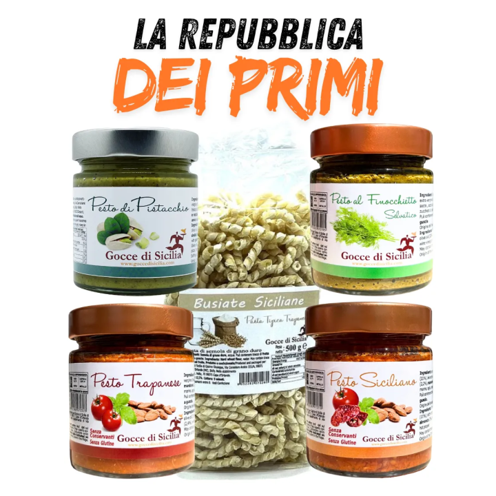 Gift box with tasting of Sicilian first courses by Gocce di Sicilia.