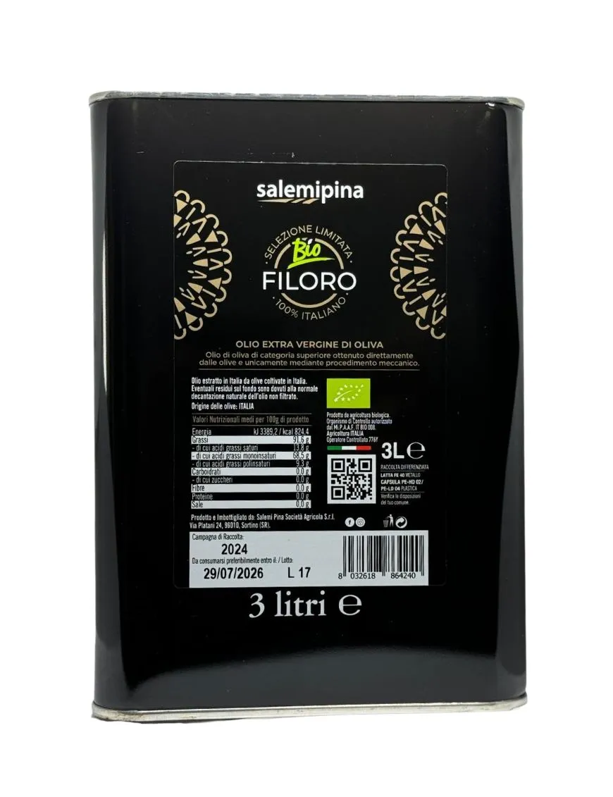 Organic Olive Oil 3 liter tin. - Extra virgin