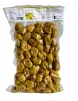 Green olives crushed and seasoned with parsley, stored in 300g vacuum bag.