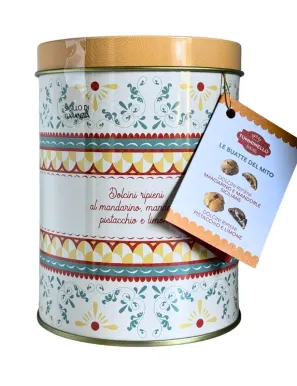 Elegant Primavera Tin with Pistachio and Mandarin Filled Sweets - Tumminello