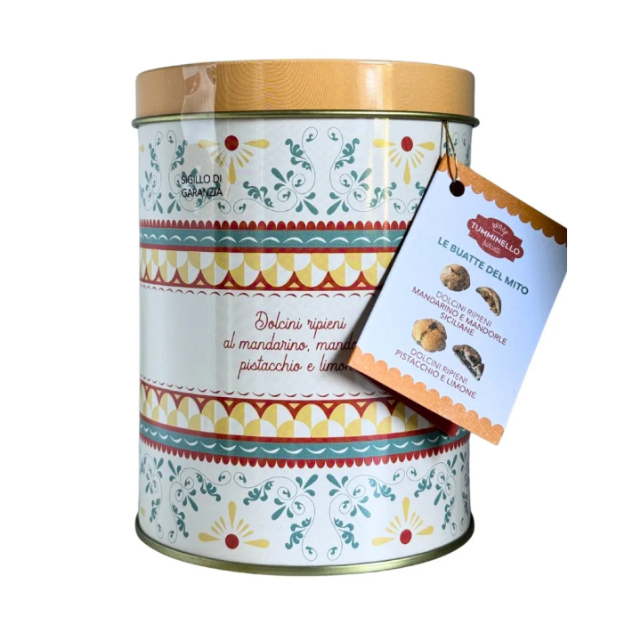 Elegant Primavera Tin with Pistachio and Mandarin Filled Sweets - Tumminello