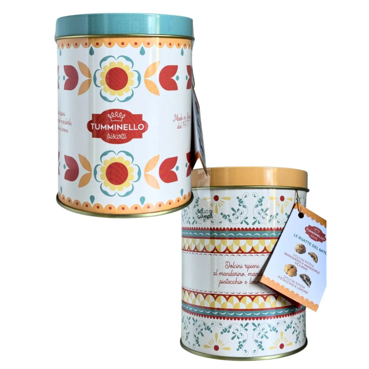 Elegant Primavera Tin with Pistachio and Mandarin Filled Sweets - Tumminello