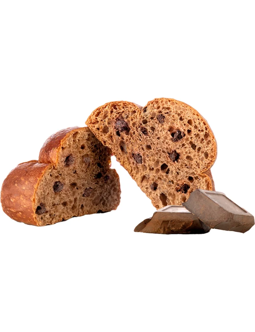 Brioche siciliana al cioccolato con il tuppo. Soffice e gustosa ripiena con pezzi di cioccolato.