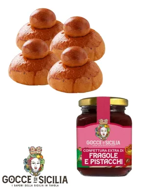 Box with Tuppo with Strawberry Jam - with four brioche and jam