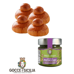 Box with Tuppo pistachio - with four brioches and spreadable cream