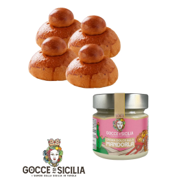 Box with almond Tuppo - with four brioches and spreadable cream