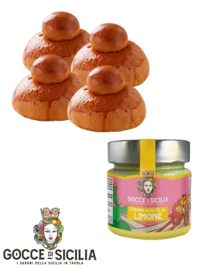 Sweet Lemon Box with Tuppo - with four brioches and spreadable cream