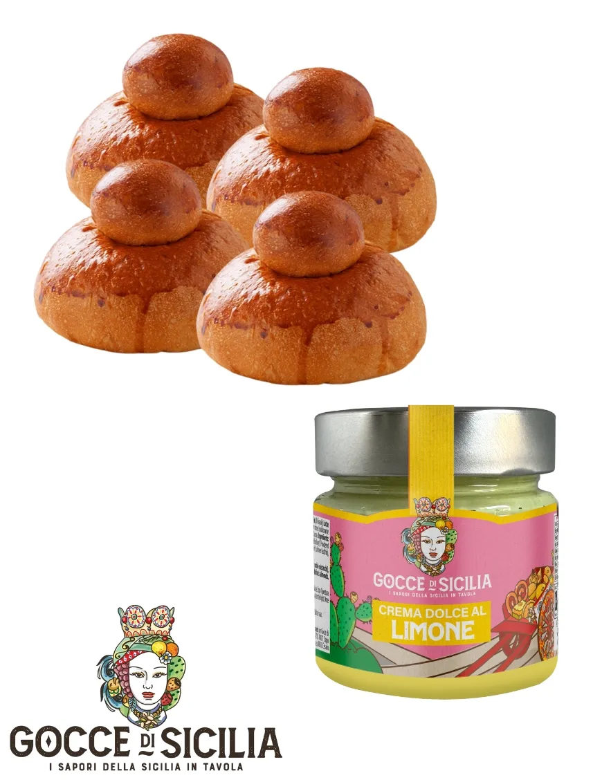 Sweet Lemon Box with Tuppo - with four brioches and spreadable cream