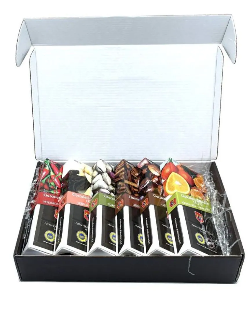 Gift box mix of classic flavors of Modica Chocolate