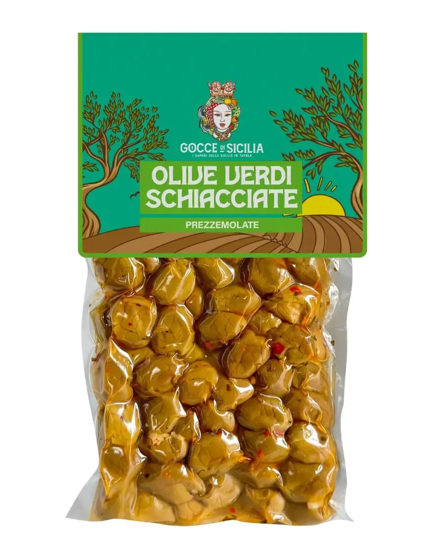 Olive verdi schiacciate Prezzemolate
