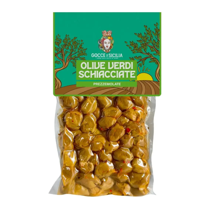 Olive verdi schiacciate Prezzemolate