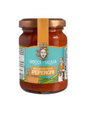 Sweet bell peppers pate spread on bread or bruschetta.