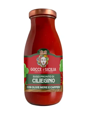 Sugo Olive Nere e Capperi di Pomodoro Ciliegino - 250 gr