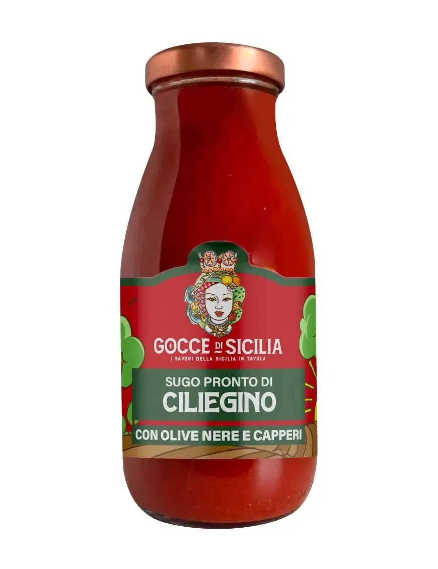 Sugo Olive Nere e Capperi di Pomodoro Ciliegino - 250 gr