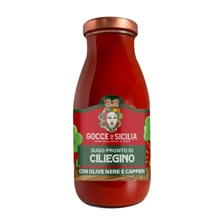 Sugo Olive Nere e Capperi di Pomodoro Ciliegino - 250 gr