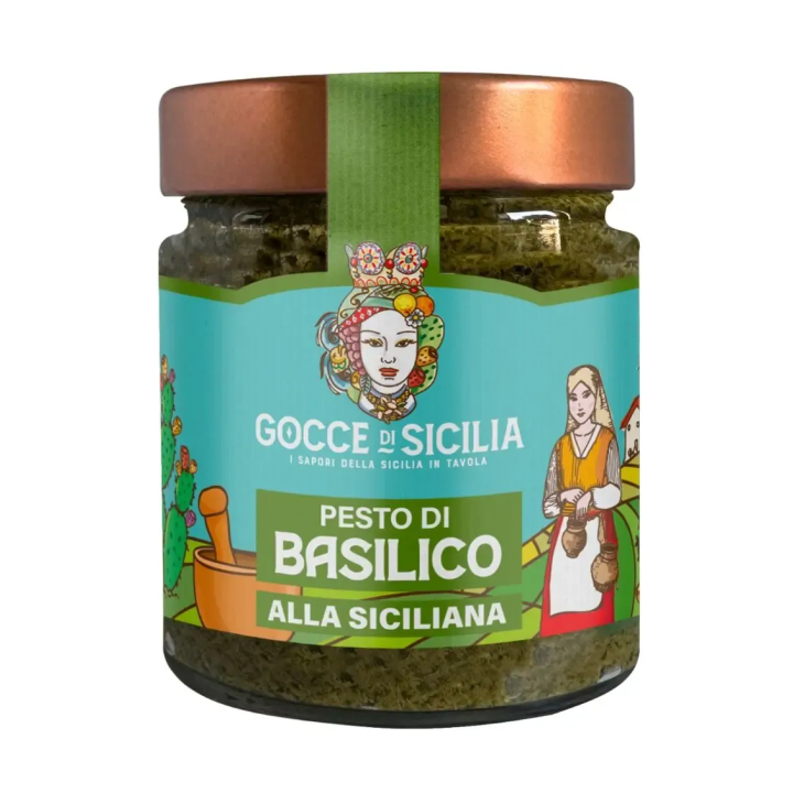 Sicilian Basil Pesto - Ready to eat. 190 grams pot.