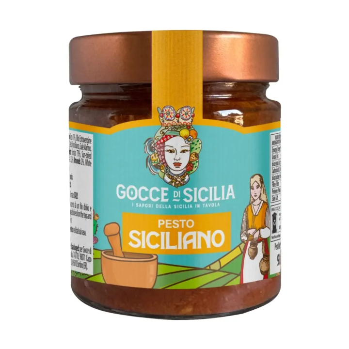 Sicilian pesto Gocce di Sicilia. 190 grams pot.