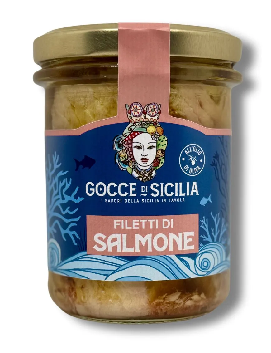 Filetti di salmone lavorati a mano in olio di oliva - Vaso da 200 grammi