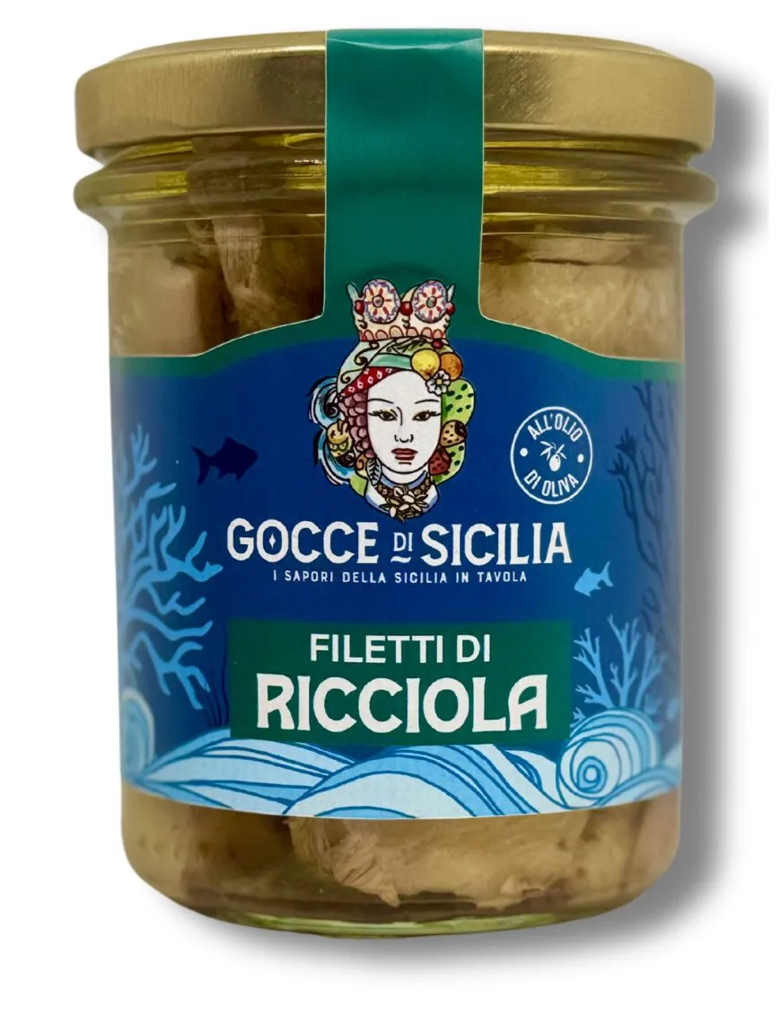 Filetti di ricciola lavorati a mano in olio di oliva - Vaso da 200 grammi
