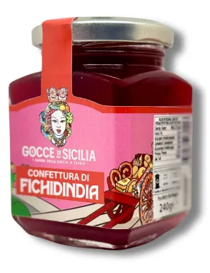 Sicilian Prickly Pear Jam in an elegant jar - Gocce di Sicilia