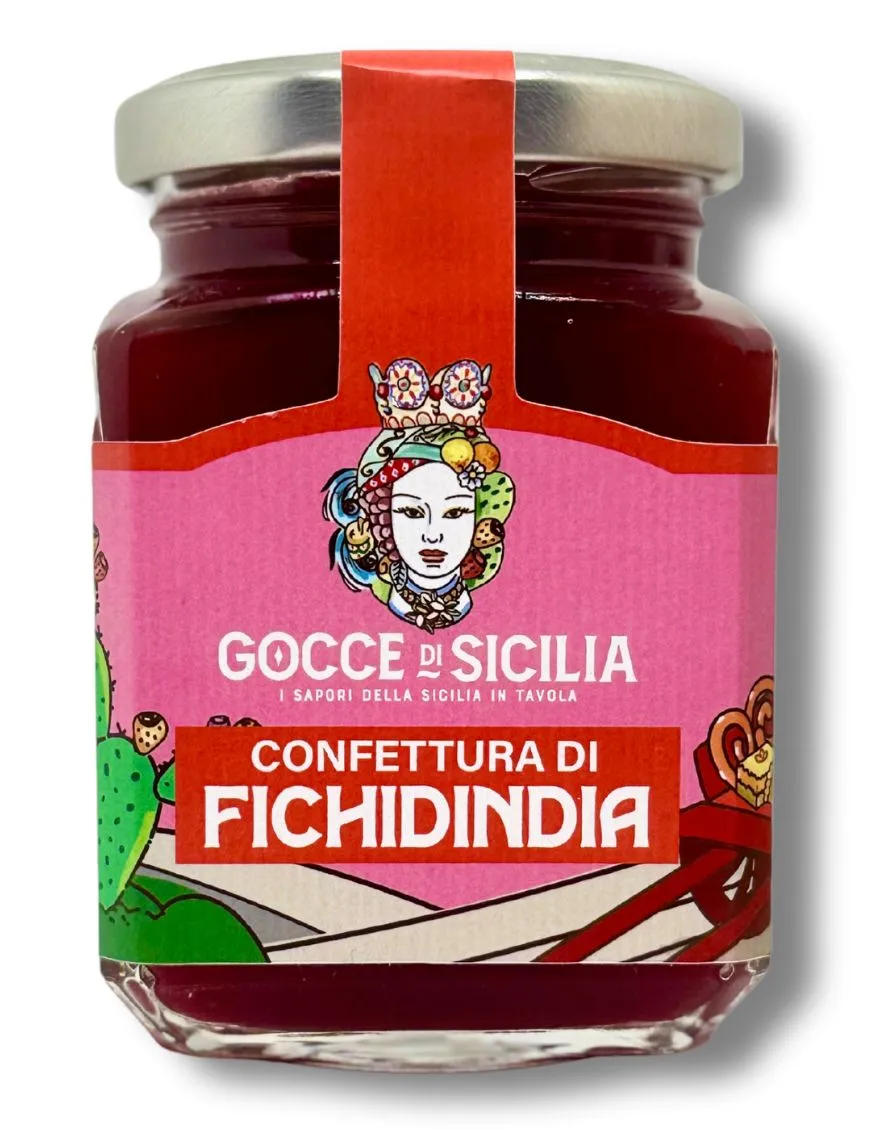 Sicilian Prickly Pear Jam in an elegant jar - Gocce di Sicilia Sicilian Prickly Pear Jam in an elegant jar - Gocce di Sicilia