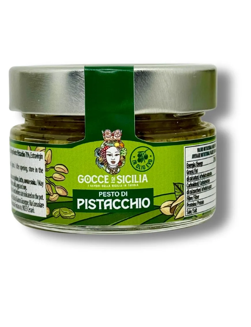 High quality pistachio pesto in a 90 gram jar