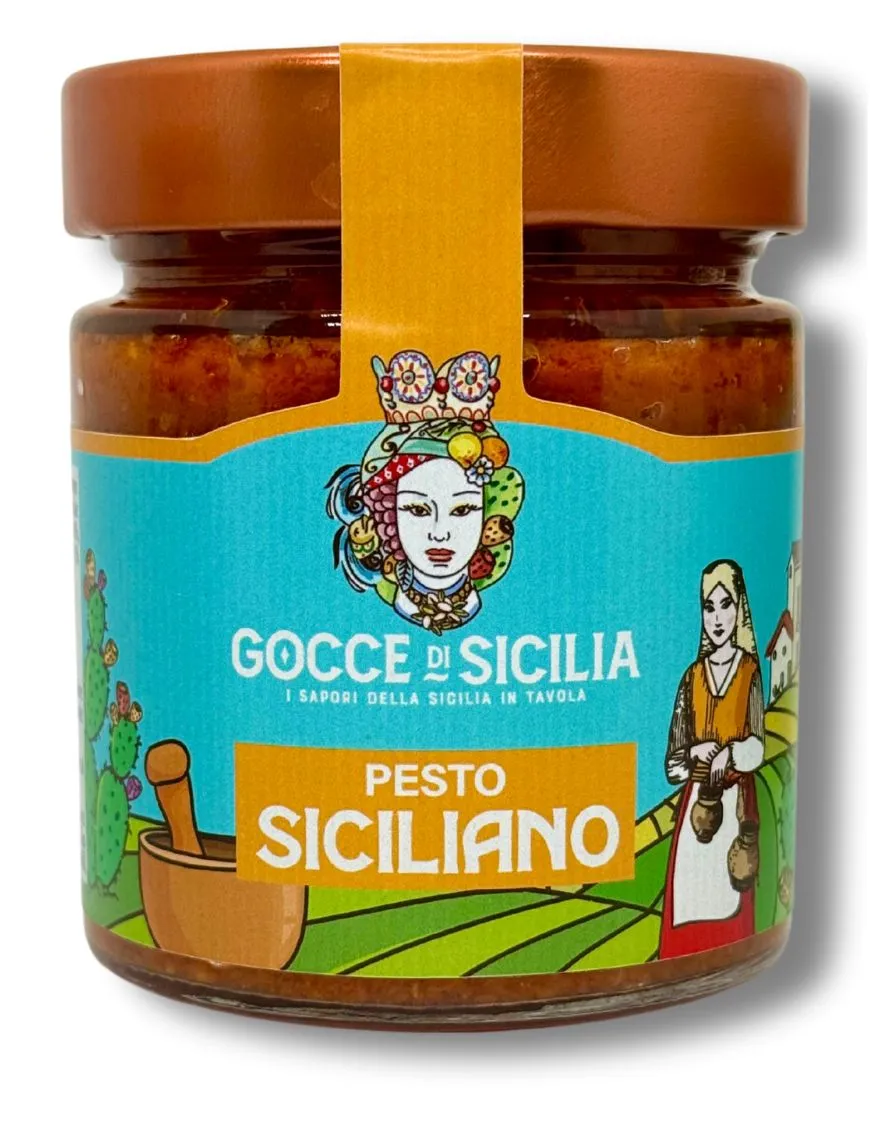 Sicilian pesto Gocce di Sicilia. 190 grams pot.