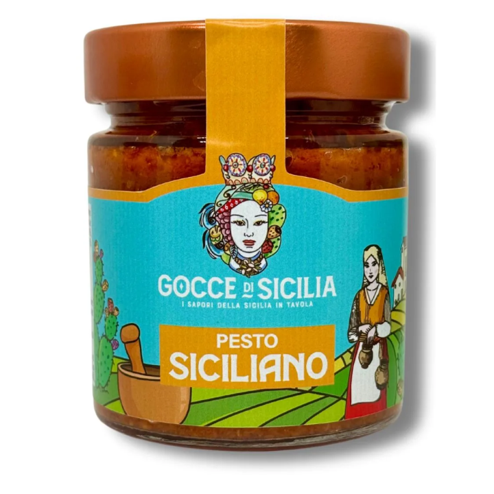 Pesto alla siciliana originale in vaso da 190 grammi.