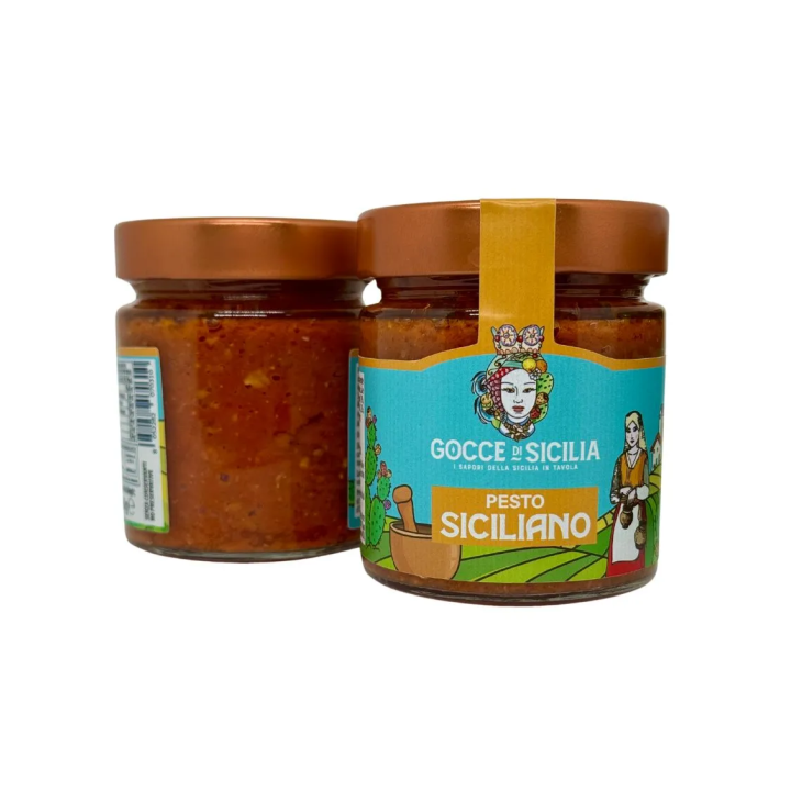 Sicilian pesto Gocce di Sicilia. 190 grams pot.