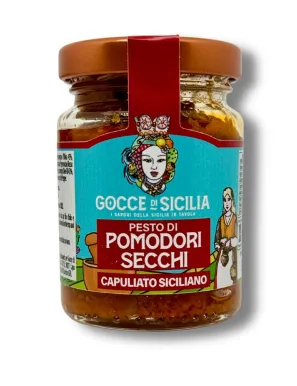 Sicilian organic capuliato. Pesto of dried tomatoes. 90 gr pot.