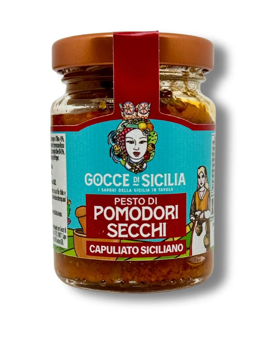 Sicilian organic capuliato. Pesto of dried tomatoes. 90 gr pot. Sicilian organic capuliato. Pesto of dried tomatoes. 90 gr pot.