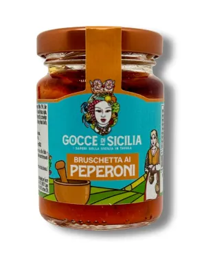 Sweet bell peppers pate spread on bread or bruschetta.