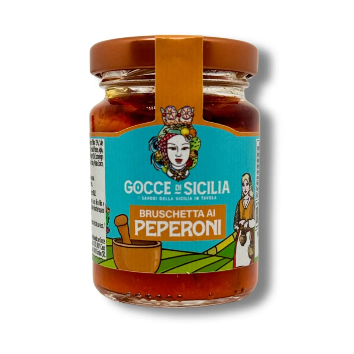 Crema di peperoni dolci siciliani con olio extravergine da spalmare sul pane o bruschette