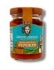 Sweet bell peppers pate spread on bread or bruschetta.