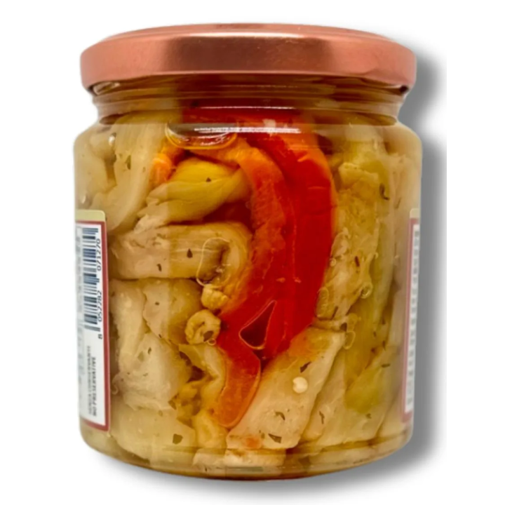 Sicilian-style seasoned eggplants cut into small pieces in oil