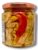 Sicilian-style seasoned eggplants cut into small pieces in oil