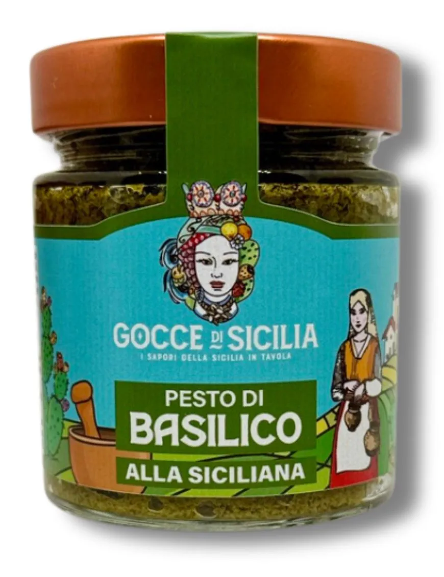 Pesto pronto di Basilico alla Siciliana - Vasetto da 190 grammi Pesto pronto di Basilico alla Siciliana - Vasetto da 190 grammi