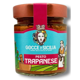 Trapanese Pesto sauce for pasta - Gocce di Sicilia. 190 grams pot.