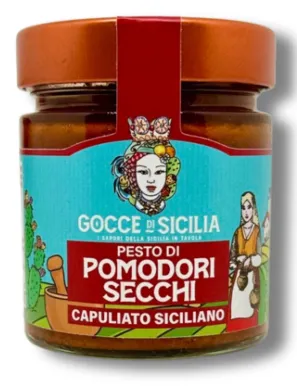 Sicilian organic capuliato. Pesto of dried tomatoes. 190 gr pot.