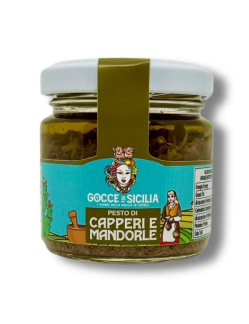 Pesto of capers and almonds, jar of 85 grams for sale online