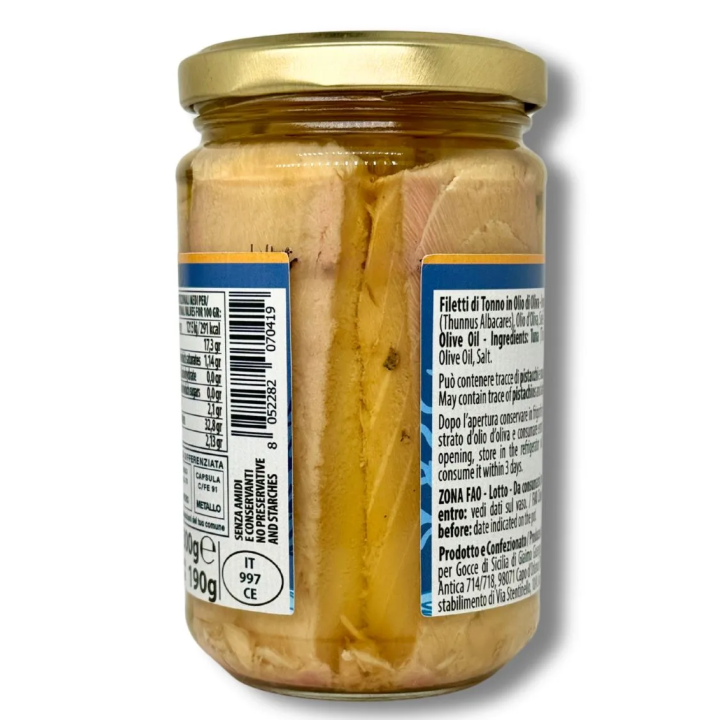 Filetti di tonno siciliano in olio di oliva lavorati a mano 300 grammi