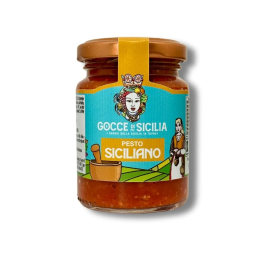 Pesto alla siciliana originale Gocce di Sicilia. Vaso da 90 gr